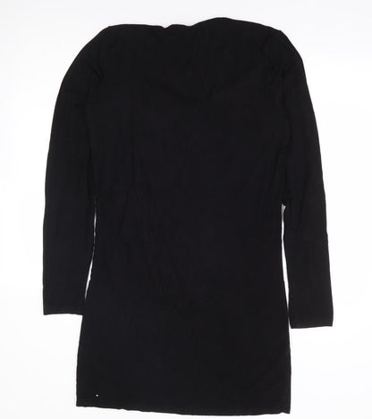 LTS Basics Womens Black Polyester A-Line Size M V-Neck Pullover