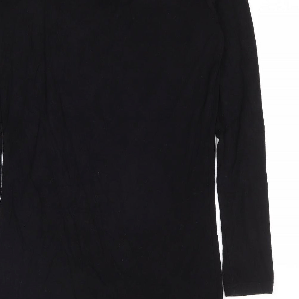 LTS Basics Womens Black Polyester A-Line Size M V-Neck Pullover