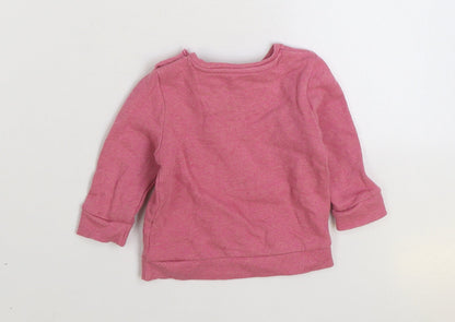 F&F Girls Pink Cotton Pullover Jumper Size 0-3 Months Snap