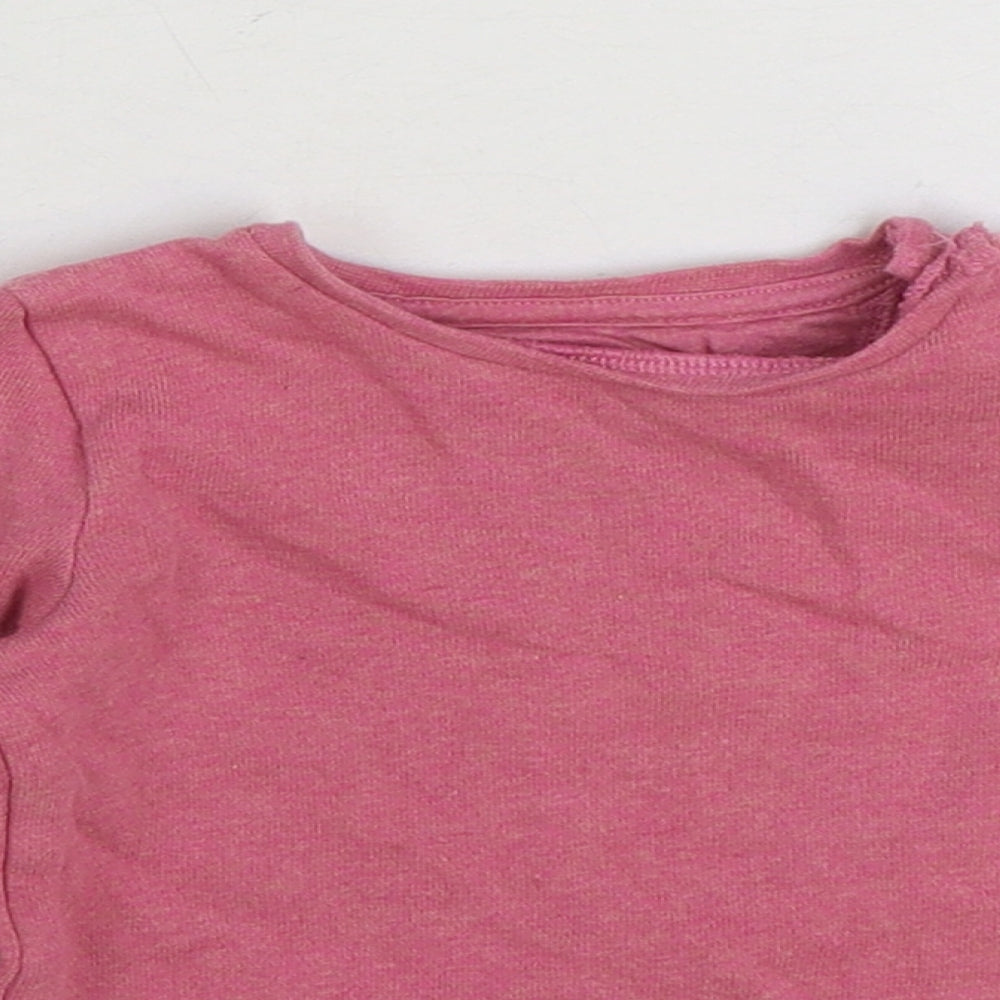 F&F Girls Pink Cotton Pullover Jumper Size 0-3 Months Snap