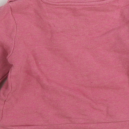 F&F Girls Pink Cotton Pullover Jumper Size 0-3 Months Snap
