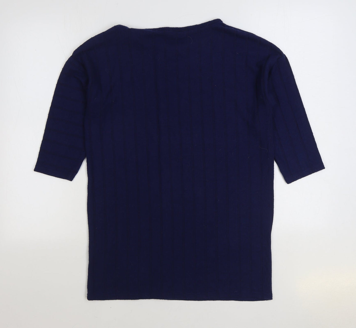 Nutmeg Womens Blue Boat Neck Polyester Pullover Jumper Size 8