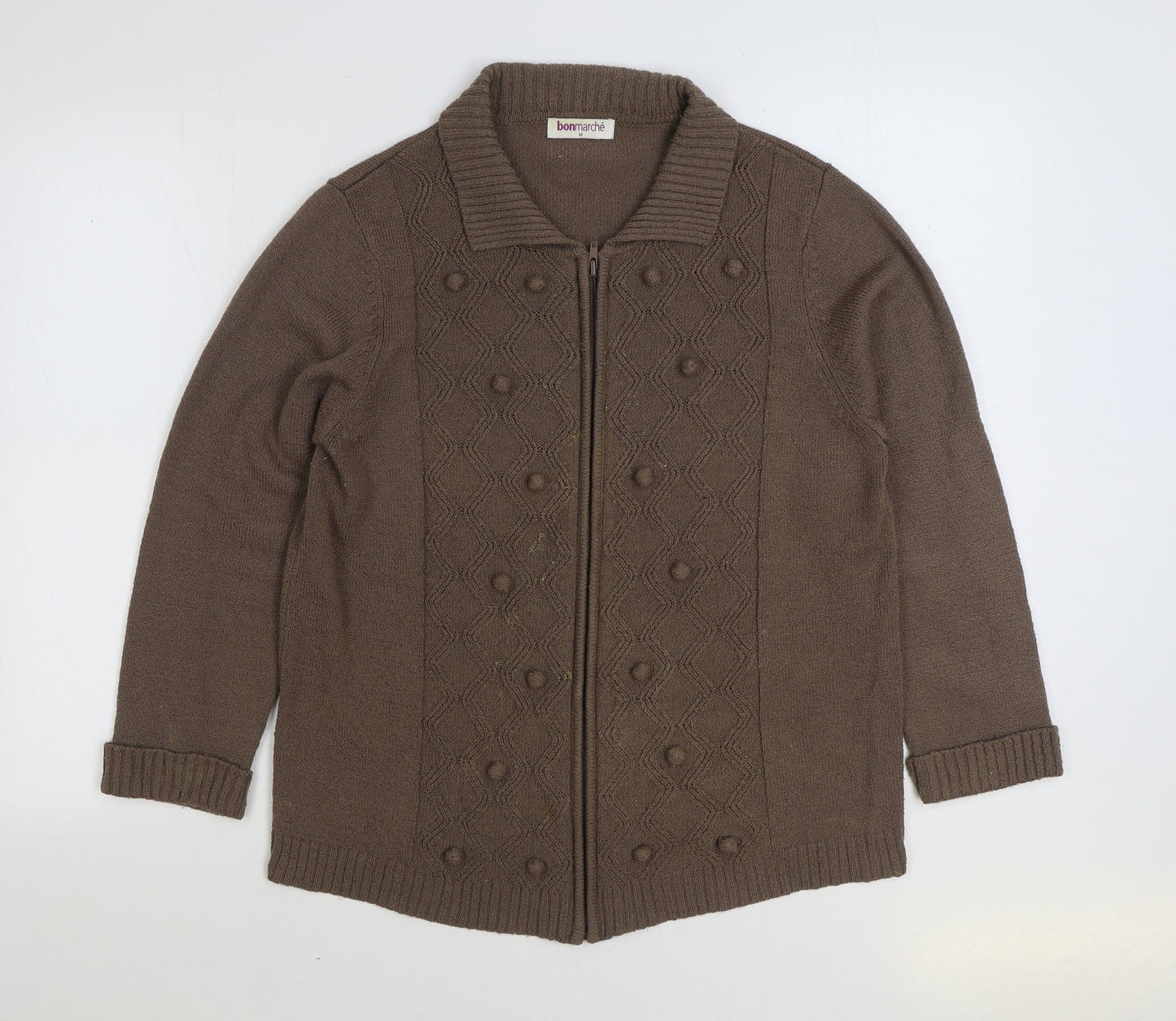 Womens UK Size M Bonmarché Brown Full Zip Jumper