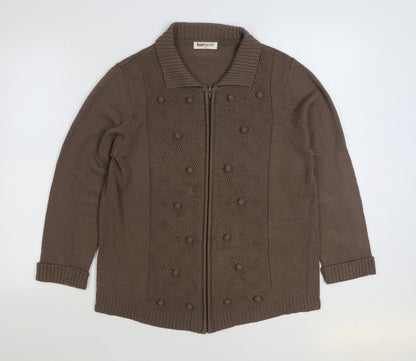 Womens UK Size M Bonmarché Brown Full Zip Jumper