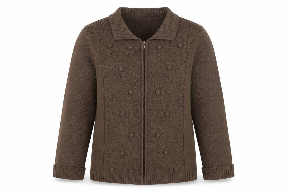 Womens UK Size M Bonmarché Brown Full Zip Jumper