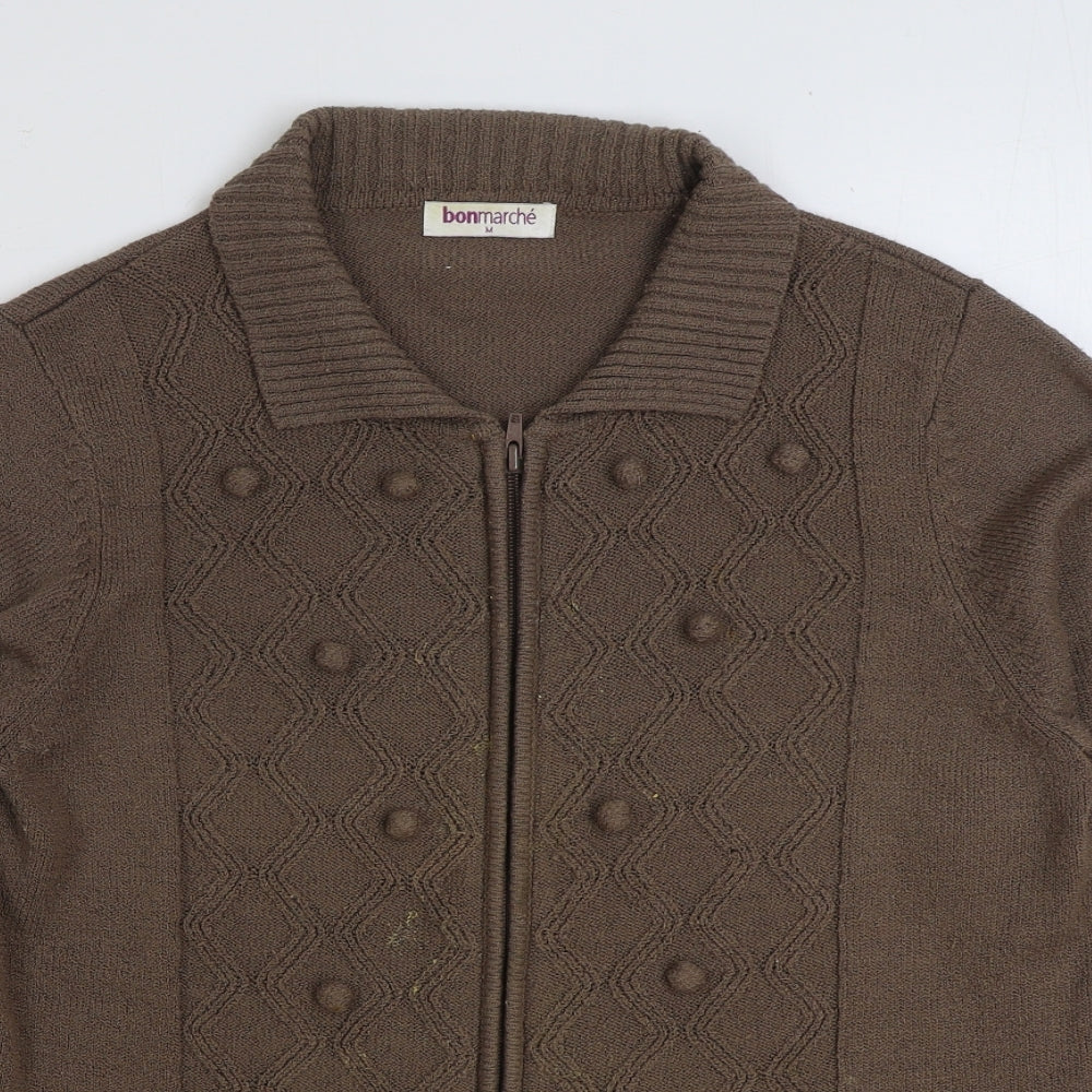 Womens UK Size M Bonmarché Brown Full Zip Jumper