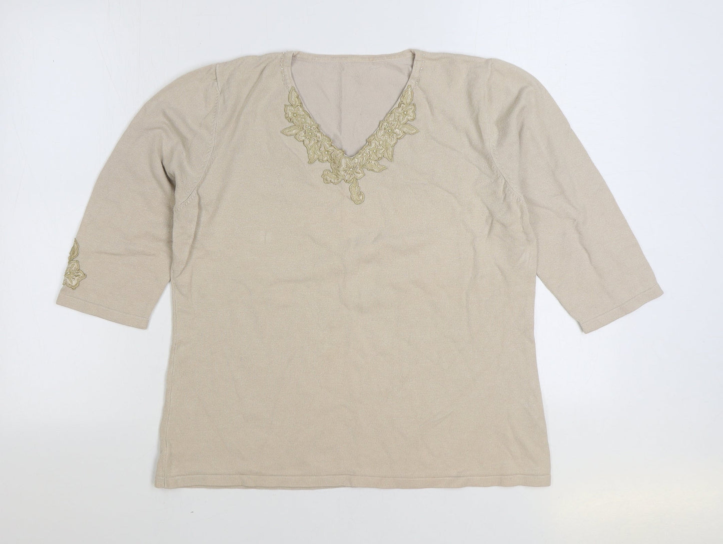 Womens UK Size 4 Sky Beige Pullover Jumper