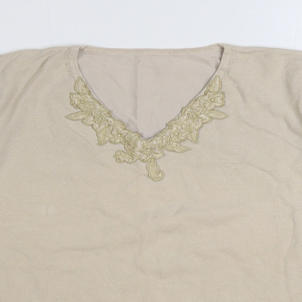 Womens UK Size 4 Sky Beige Pullover Jumper