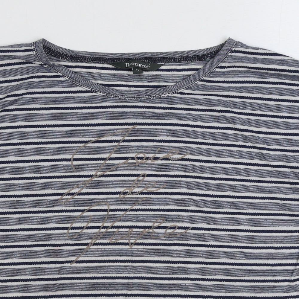 Womens UK Size 12 Bonmarché Blue Basic T-Shirt
