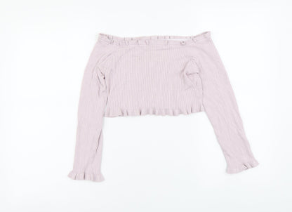 Womens UK Size 10 Threadbare Pink Cropped Blouse