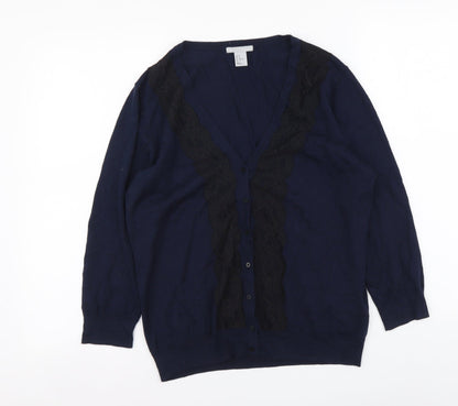 Womens UK Size M H&M Blue Cardigan Jumper
