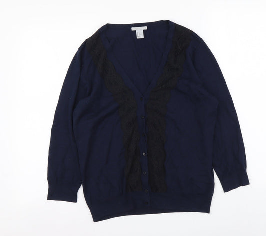 Womens UK Size M H&M Blue Cardigan Jumper
