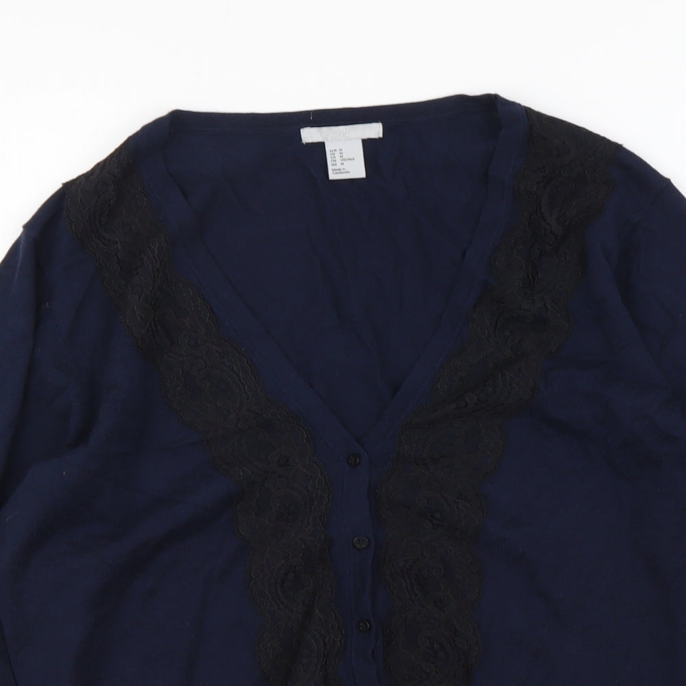 Womens UK Size M H&M Blue Cardigan Jumper