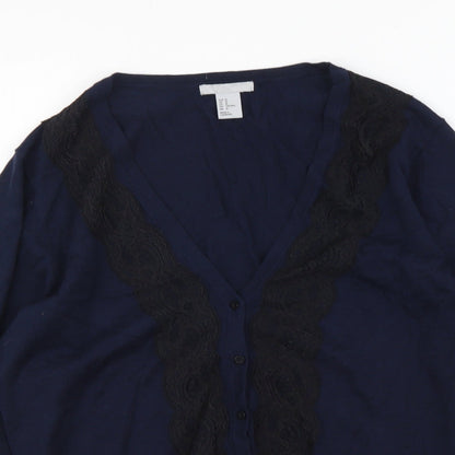 Womens UK Size M H&M Blue Cardigan Jumper
