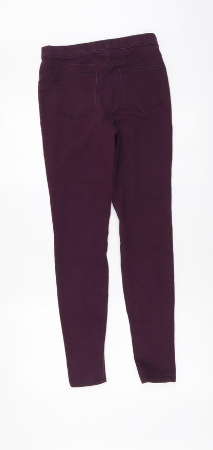 Denim & Co. Womens Purple Cotton Jegging Leggings Size 8 L28 in