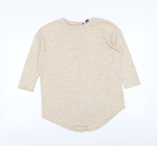 Primark Womens Beige Round Neck Polyester Pullover Jumper Size 2XS