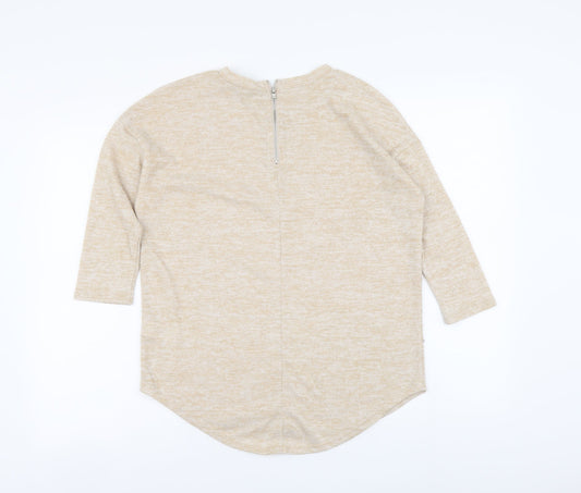 Primark Womens Beige Round Neck Polyester Pullover Jumper Size 2XS