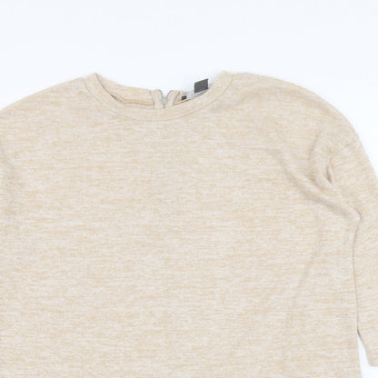Primark Womens Beige Round Neck Polyester Pullover Jumper Size 2XS