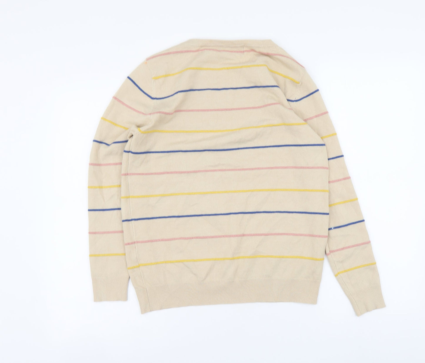 Just Elegance Womens Beige Round Neck Striped Viscose Pullover Jumper Size S