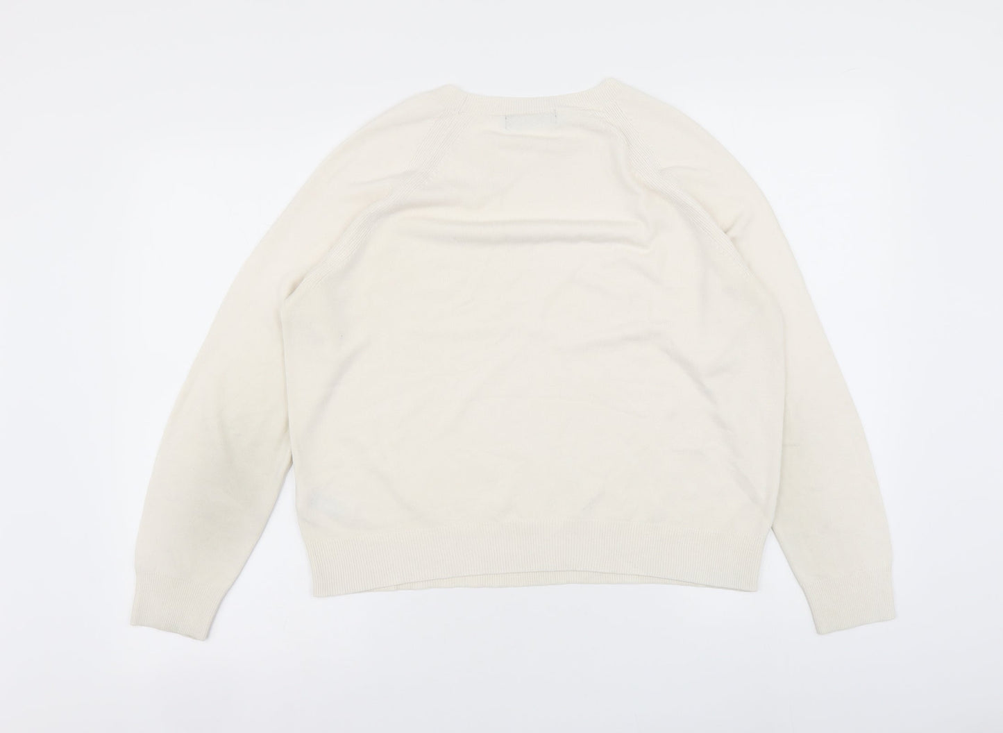 Marks and Spencer Womens Ivory Roll Neck Acrylic Pullover Jumper Size 14