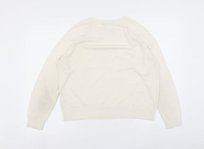 Marks and Spencer Womens Ivory Roll Neck Acrylic Pullover Jumper Size 14
