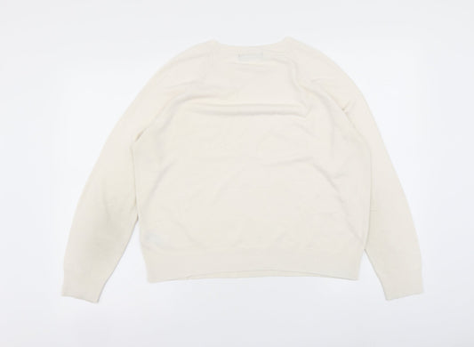 Marks and Spencer Womens Ivory Roll Neck Acrylic Pullover Jumper Size 14