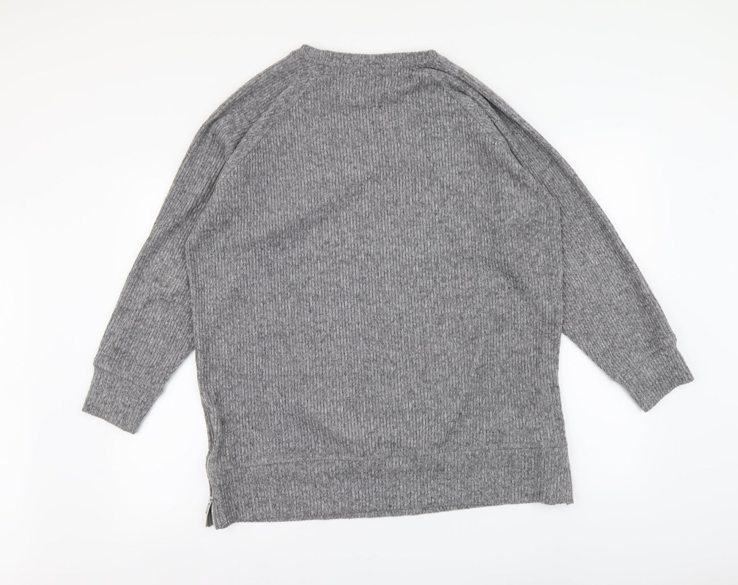 F&F Womens Grey Round Neck Polyester Shrug Jumper Size 14