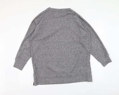 F&F Womens Grey Round Neck Polyester Shrug Jumper Size 14