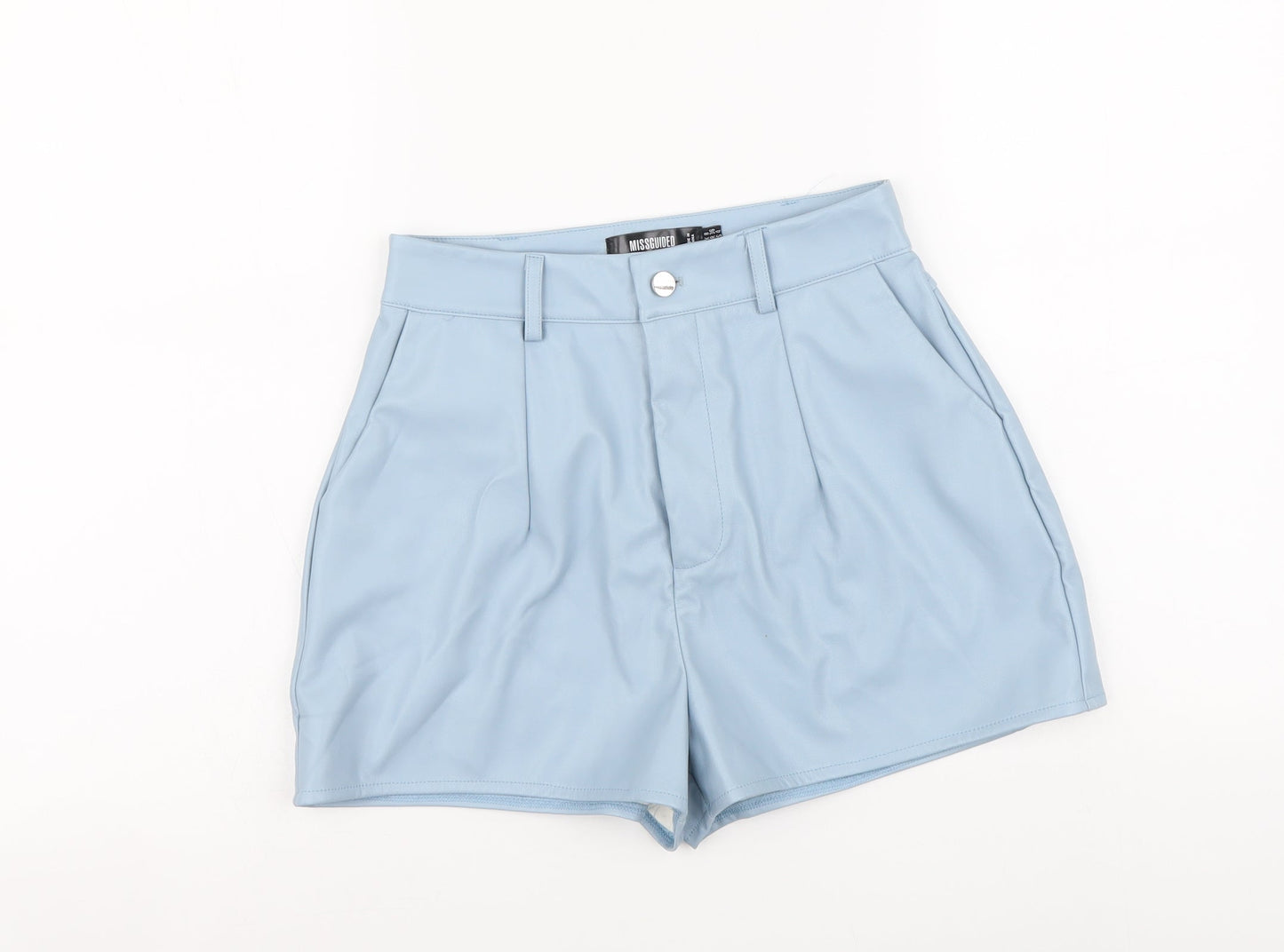 Missguided Womens Blue Polyester Mom Shorts Size 8 L3 in Regular Button