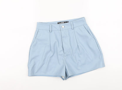 Missguided Womens Blue Polyester Mom Shorts Size 8 L3 in Regular Button