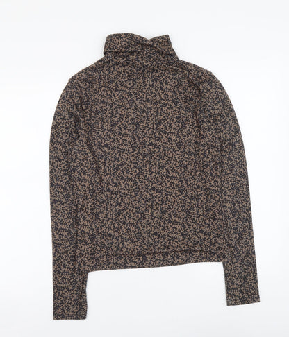 Primark Womens Brown Geometric Polyester Basic Blouse Size S Roll Neck