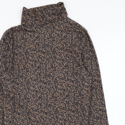 Primark Womens Brown Geometric Polyester Basic Blouse Size S Roll Neck