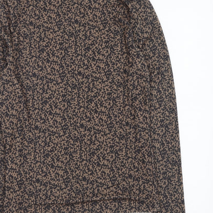 Primark Womens Brown Geometric Polyester Basic Blouse Size S Roll Neck
