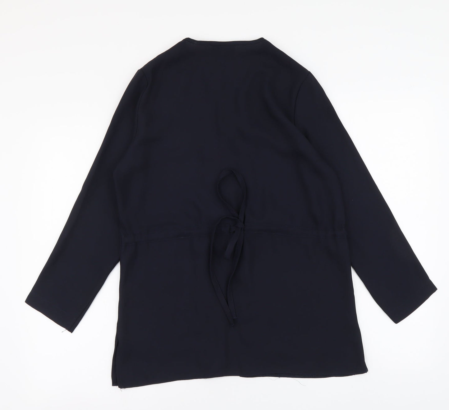 Principles Womens Blue Polyester Basic Button-Up Size 10 V-Neck