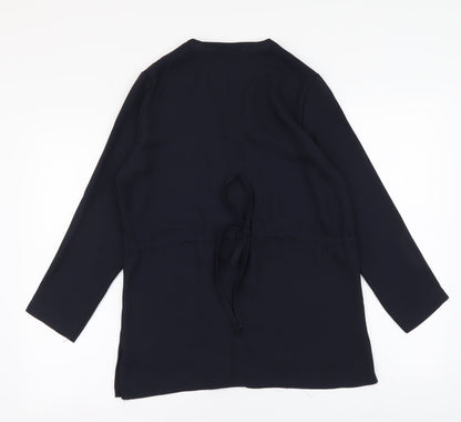 Principles Womens Blue Polyester Basic Button-Up Size 10 V-Neck