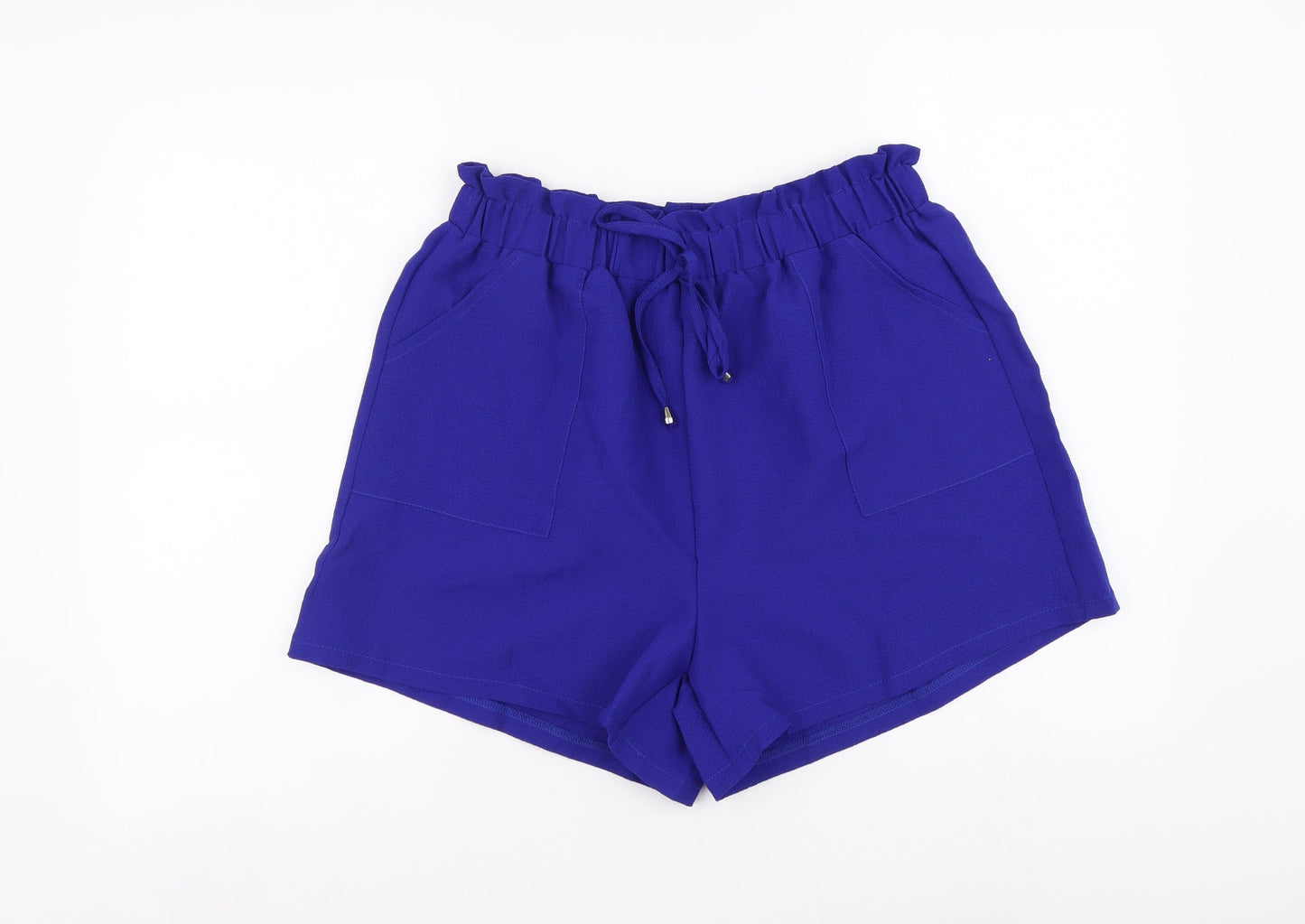 SheIn Womens Blue Polyester Cut-Off Shorts Size XL L4 in Regular Drawstring