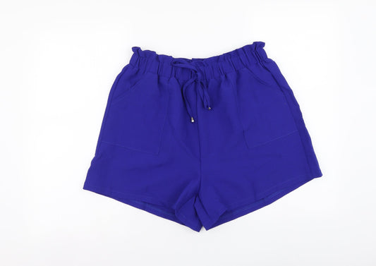 SheIn Womens Blue Polyester Cut-Off Shorts Size XL L4 in Regular Drawstring