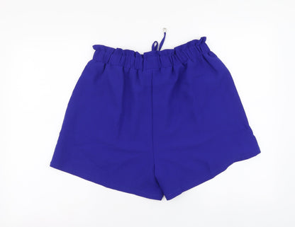 SheIn Womens Blue Polyester Cut-Off Shorts Size XL L4 in Regular Drawstring
