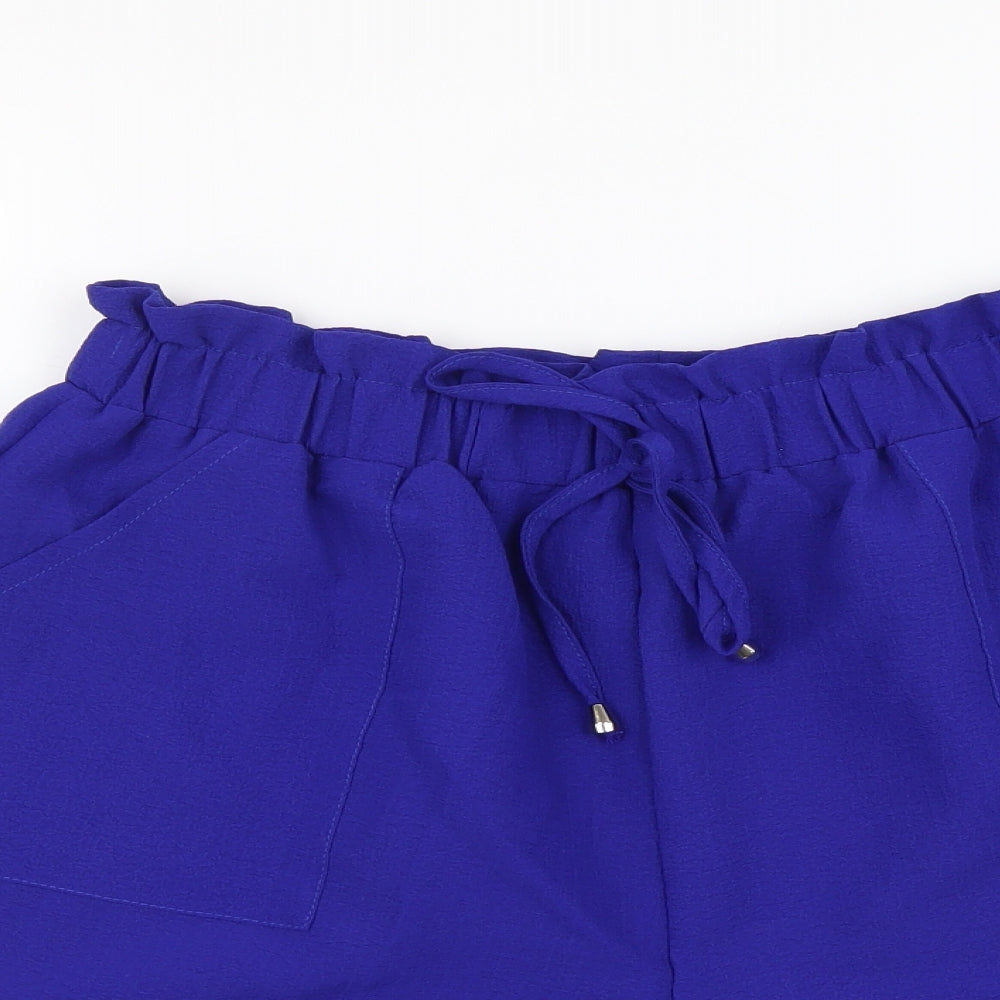 SheIn Womens Blue Polyester Cut-Off Shorts Size XL L4 in Regular Drawstring