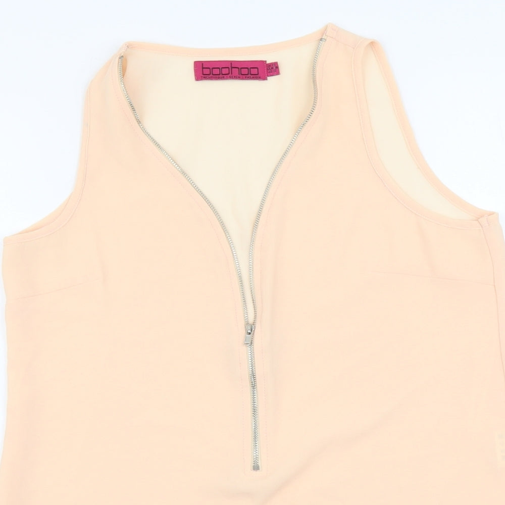 Boohoo Womens Pink Polyester Camisole Tank Size 6 V-Neck