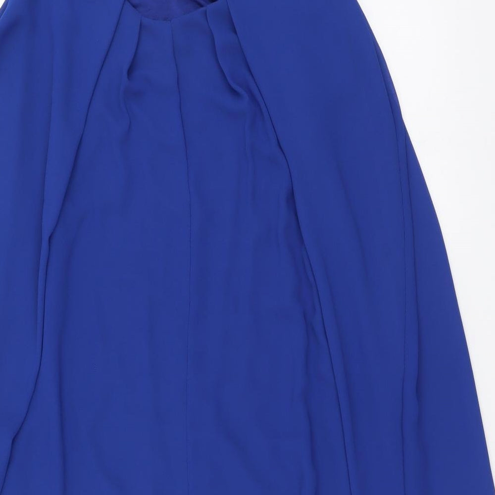 Quiz Womens Blue Polyester A-Line Size M Round Neck Button