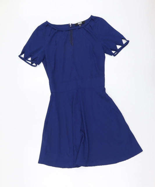 ASOS Womens Blue Polyester Mini Size 6 Round Neck Zip