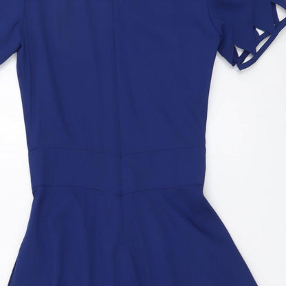 ASOS Womens Blue Polyester Mini Size 6 Round Neck Zip