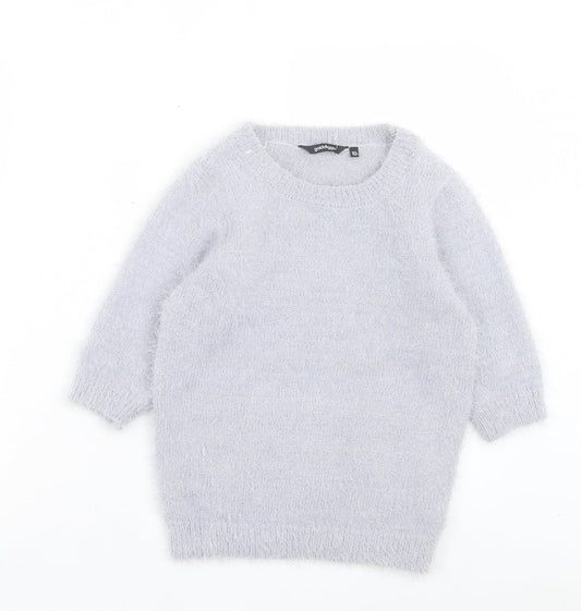 Golddigga Womens Blue Crew Neck Nylon Pullover Jumper Size 10