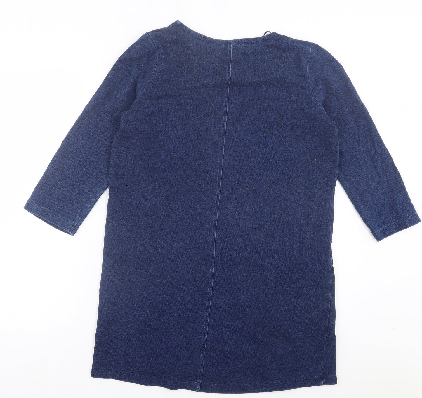 TU Womens Blue Cotton Jumper Dress Size 10 Crew Neck Pullover