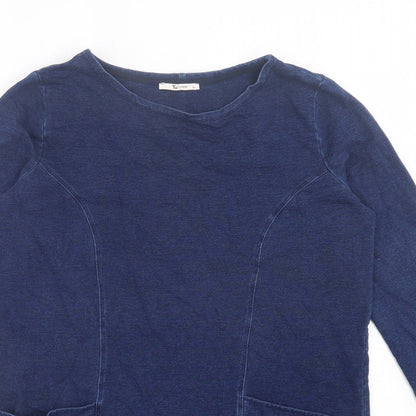 TU Womens Blue Cotton Jumper Dress Size 10 Crew Neck Pullover