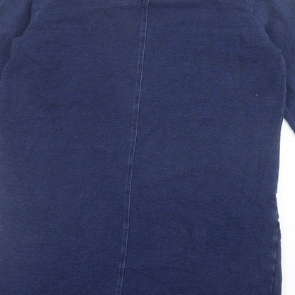 TU Womens Blue Cotton Jumper Dress Size 10 Crew Neck Pullover