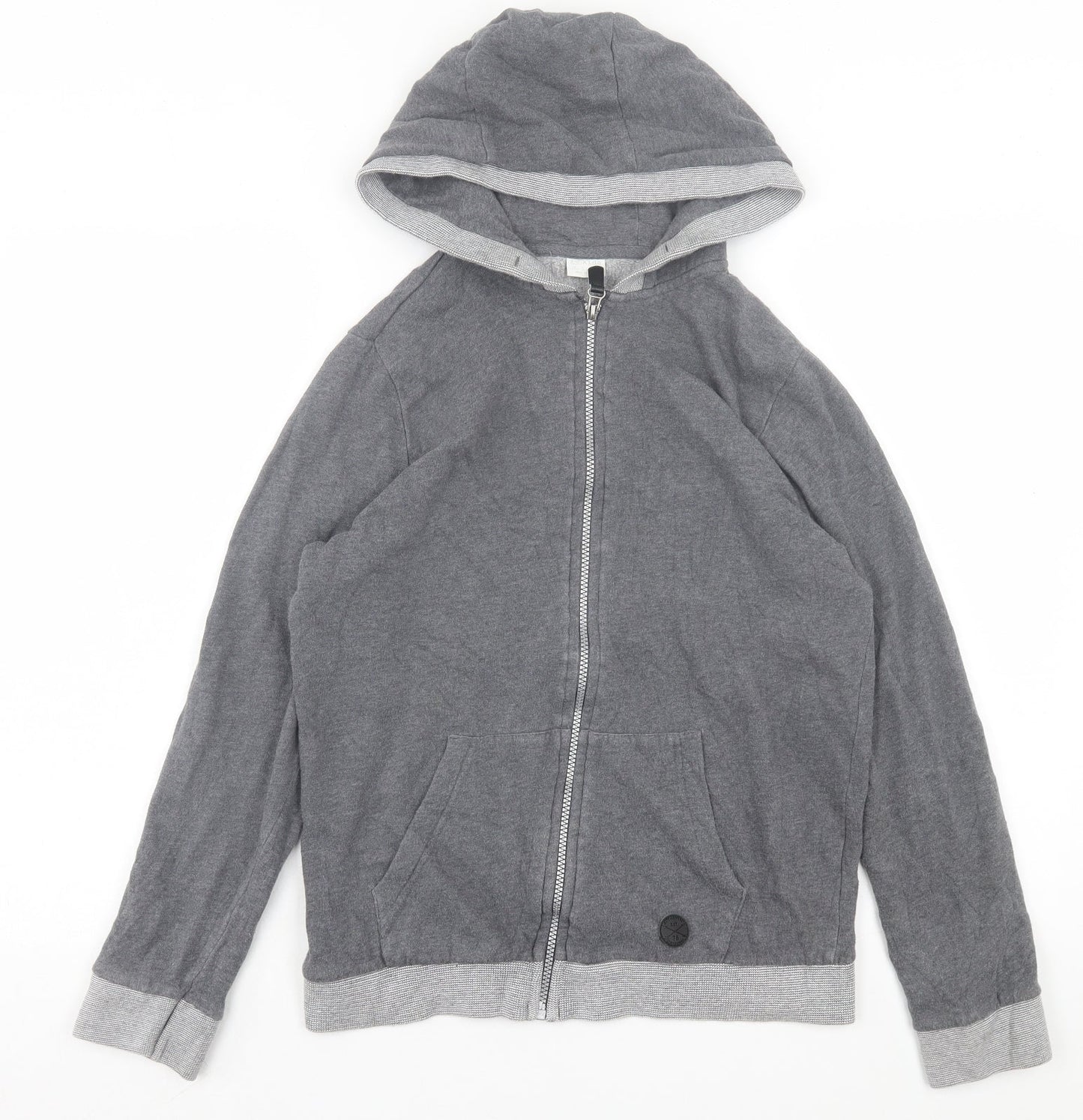 F&F Boys Grey Cotton Full Zip Hoodie Size 12-13 Years Zip