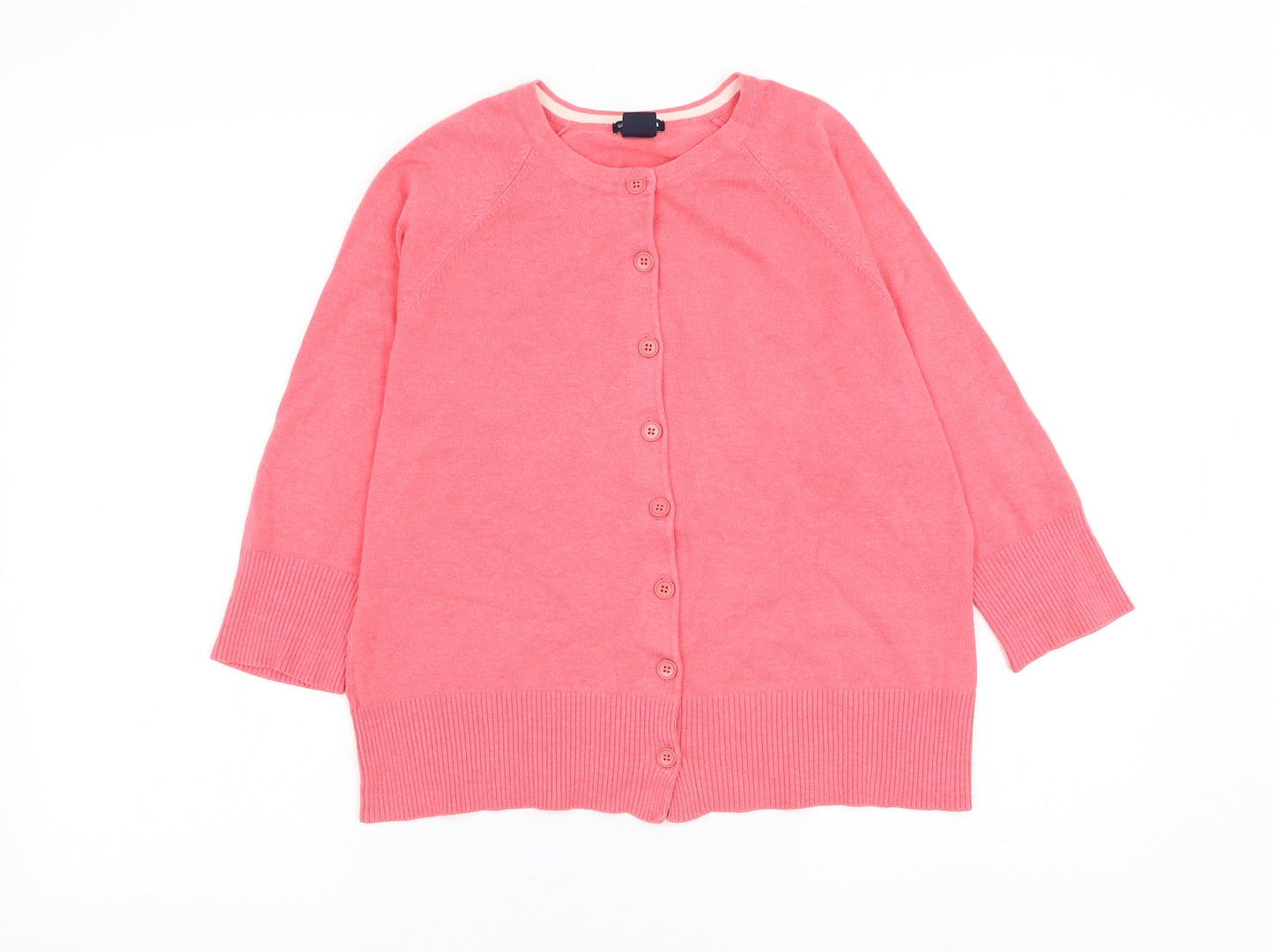 Gap Womens Pink Round Neck Cotton Cardigan Jumper Size L