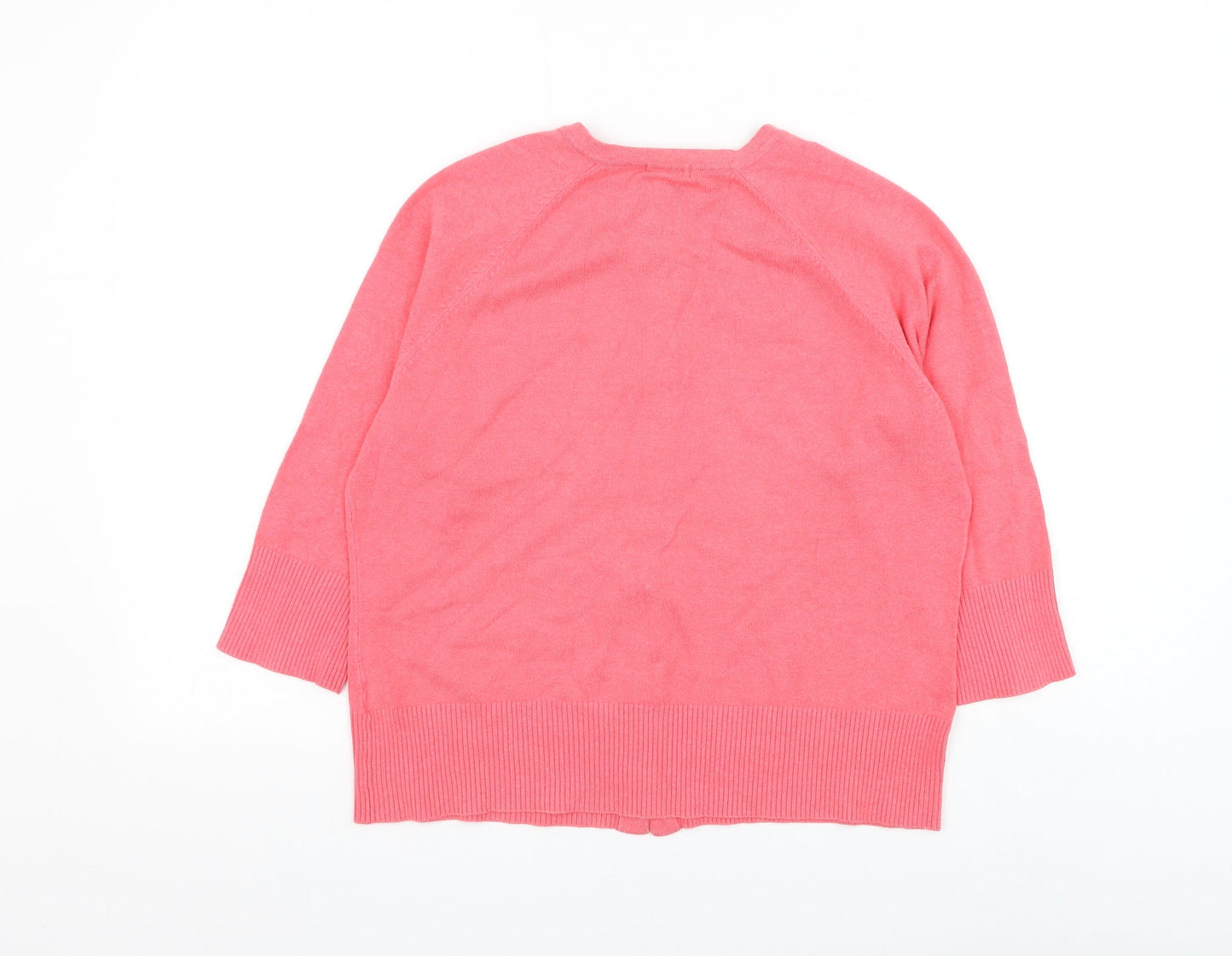 Gap Womens Pink Round Neck Cotton Cardigan Jumper Size L